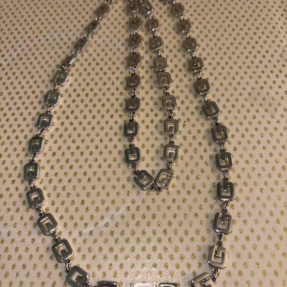 Givenchy G Logo Authentic Silver Fashion Necklace 15” France Signed - Picture 2 of 4